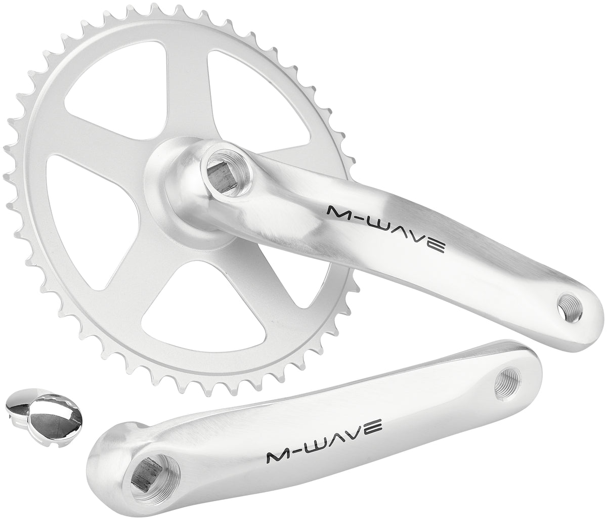 M-Wave Kurbelgarnitur 1-fach 44 Zähne Aluminium/Stahl silber