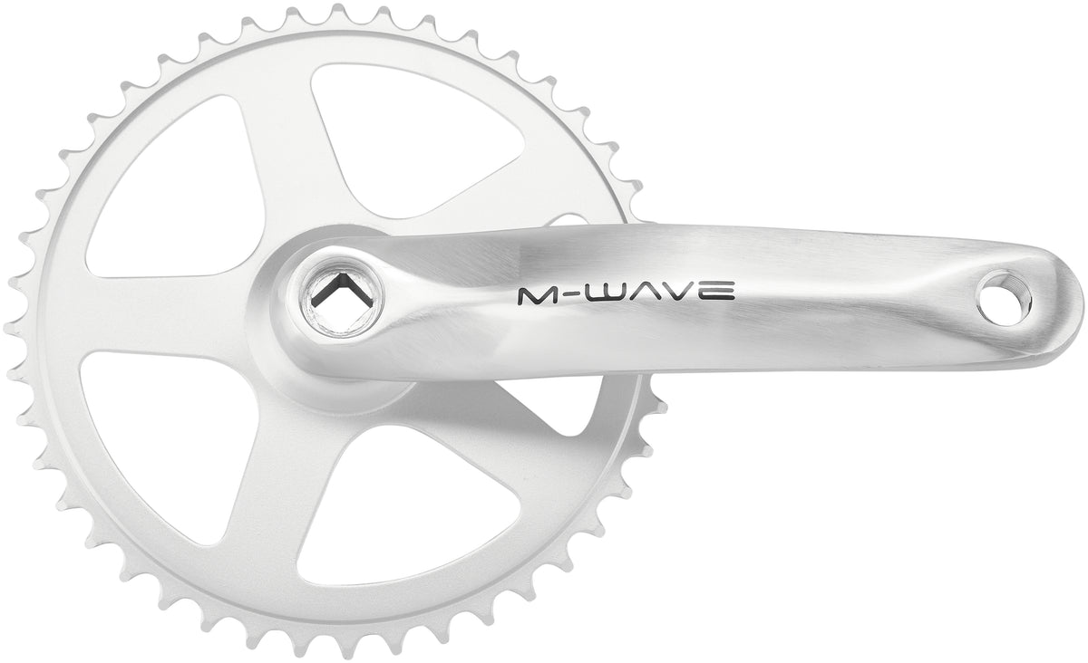 M-Wave Kurbelgarnitur 1-fach 44 Zähne Aluminium/Stahl silber
