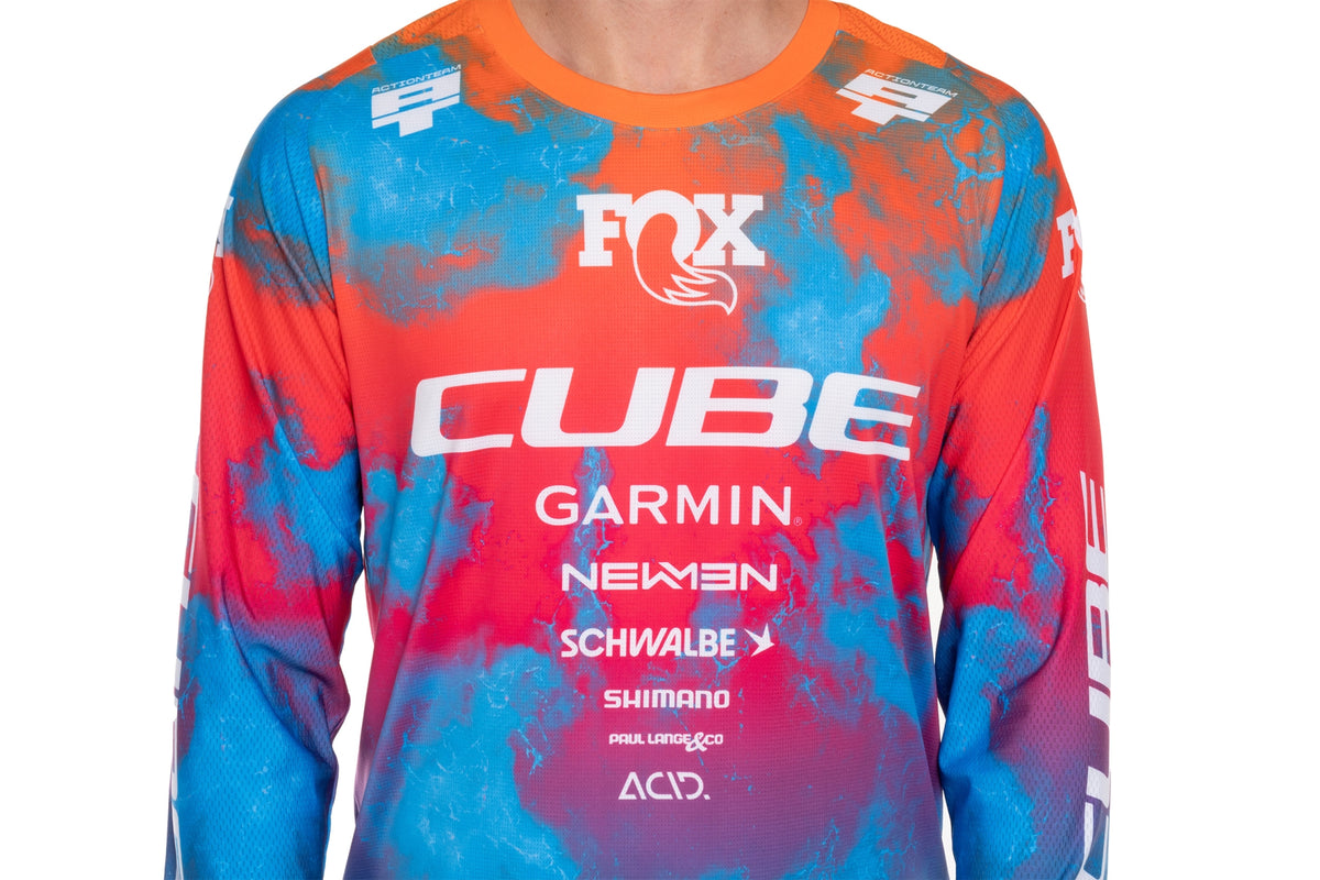 Cube MTB Trikot X Actionteam langarm blue´n´pink´n´orange