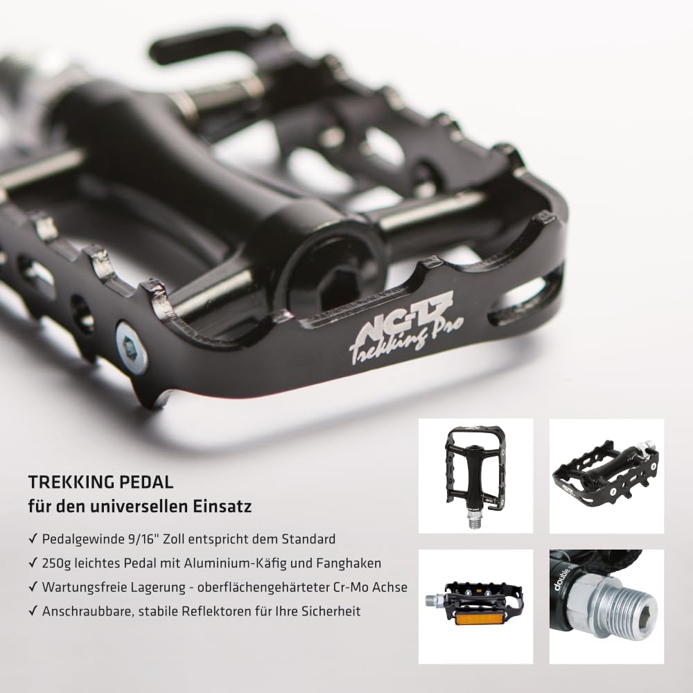 NC-17 Plattformpedal Trekking Pro, Alu, Präzisionslager schwarz