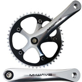 M-Wave Single Speed Kurbelgarnitur 46 Zähne Alu poliert silber/schwarz